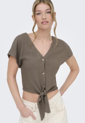 Only Onlsiesta Ss Knot Lin Bl Shirt Pnt Noos T-shirts Walnut