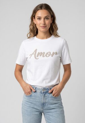 Elvira Casuals T-shirt Amor E3 26-005 T-shirt Korte Mouw 15 Off White