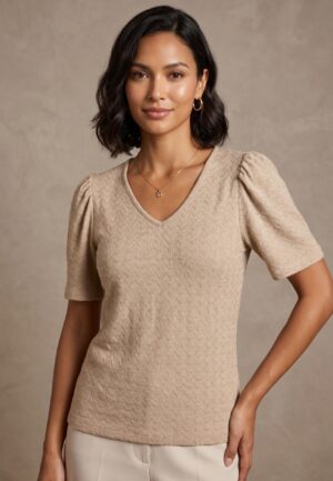 Elvira Casuals Top Guusje E3 26-013 T-shirt Korte Mouw 72 Gold Sand