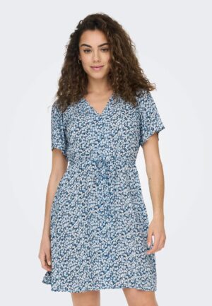 Only Onlevida S/s Short Dress Wvn Noos Zomerjurkjes Provincial Blue