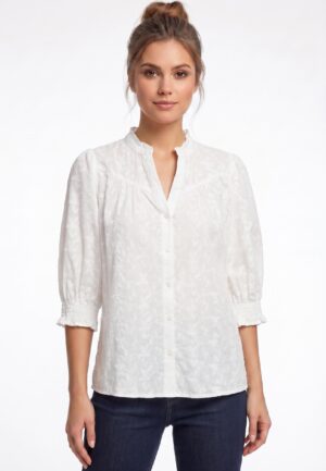 Only Onlraya 3/4 Embroidery Shirt Wvn Blouse White