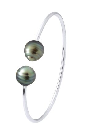 Armband - Zilver 925 - 2 Echte GeCultiveerde Tahiti Parel Circled 9-10 mm