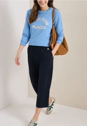 3/4 High Waist broek met wijde pijpen in Loose Fit