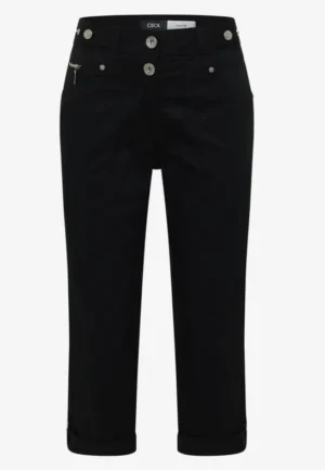 Alternative view of 3/4 Mid Waist Slim Legs broek met omslag