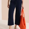 3/4 Wide Legs broek in seersucker kwaliteit