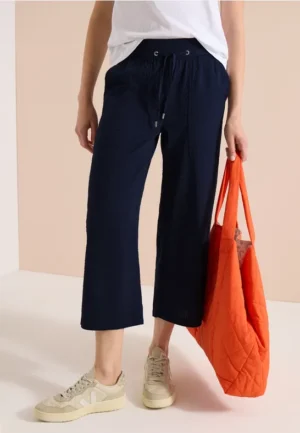 3/4 Wide Legs broek in seersucker kwaliteit