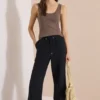 3/4-broek met Wide Leg pijpen van mousseline