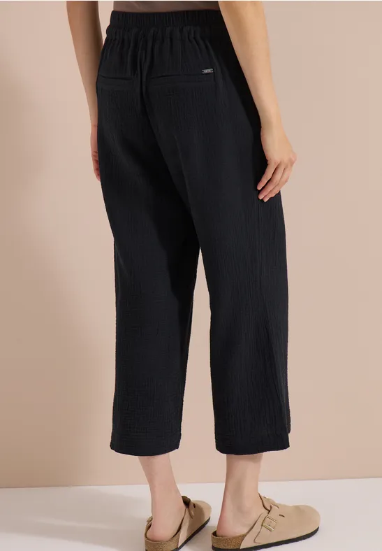 3/4-broek met Wide Leg pijpen van mousseline - Afbeelding 3