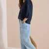 3/4 mouw blouse met shiffley patroon