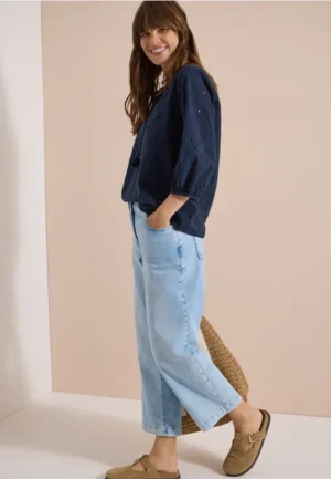 3/4 mouw blouse met shiffley patroon