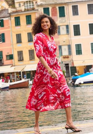 Alternative view of Dress Mirage Red Sunlight print