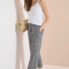 7/8 Wide Legs broek in seersucker stof