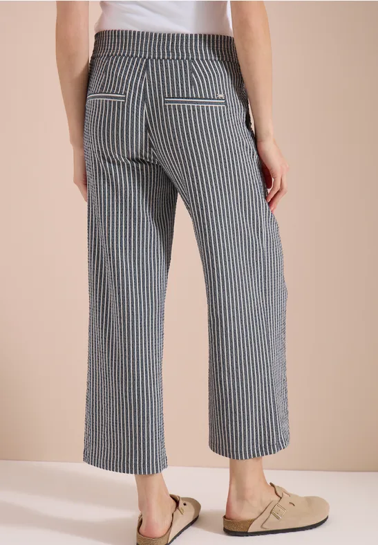 7/8 Wide Legs broek in seersucker stof - Afbeelding 3