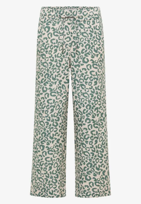 7/8 Wide Legs broek van linnenmix met luipaardprint - Afbeelding 2