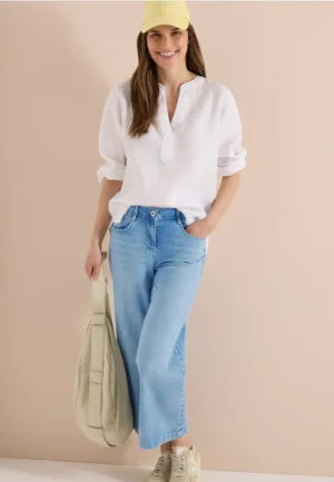7/8 Wide Legs jeans met geborduurd detail