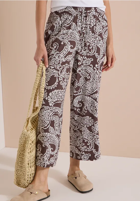 7/8-broek met High Waist en Wide Leg pijpen in een Loose Fit pasvorm