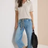 7/8-jeans met Wide Leg pijpen en riem