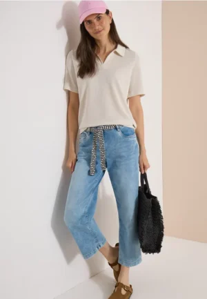 7/8-jeans met Wide Leg pijpen en riem