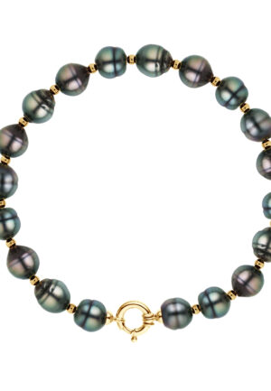 Armband Tahitian Parels Ringed 10-11 mm ferrules en geel goud Sluiting Luxury