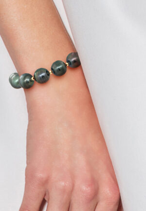Alternative view of Armband Tahitian Parels Ringed 10-11 mm ferrules en geel goud Sluiting Luxury