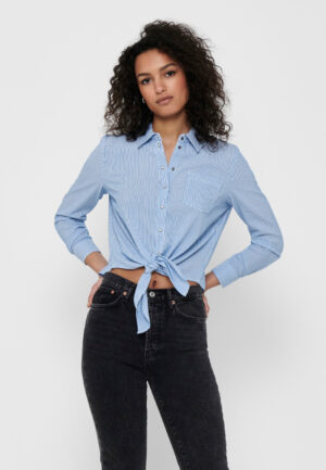 Only Onllecey Ls Knot Shirt Noos Wvn 15195910 Blouse Cloud Dancer Medium Blue