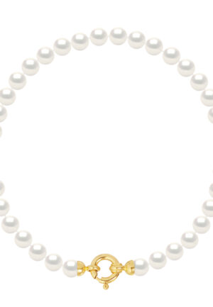 Armband Gekweekte Parels Zoetwater 5-6mm White Luxury Geel gouden gesp