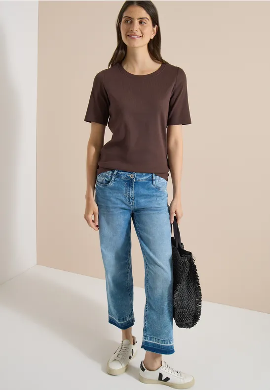 Basic Shirt met geribde textuur