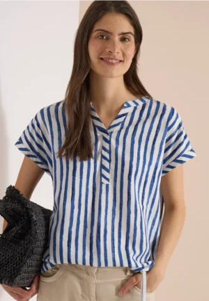 Blouse met afhangende schouders en strepen