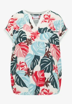 Alternative view of Blouse met gespleten hals en printmix