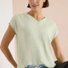 Blouse met korte mouwen en een mix van texturen