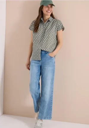 Blouse met korte mouwen en minimale print