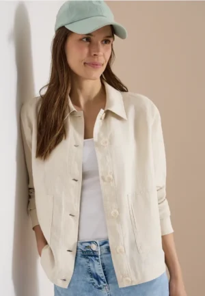 Blouse met lange mouwen en linnen overhemdkraag