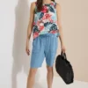 Blouse met ronde hals en bladerenprint