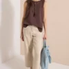 Blouse met split in de hals en bandjes