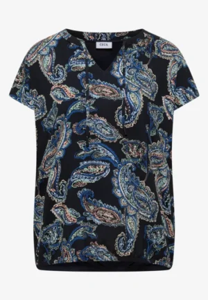 Alternative view of Blouse met split in de hals en een mix van texturen