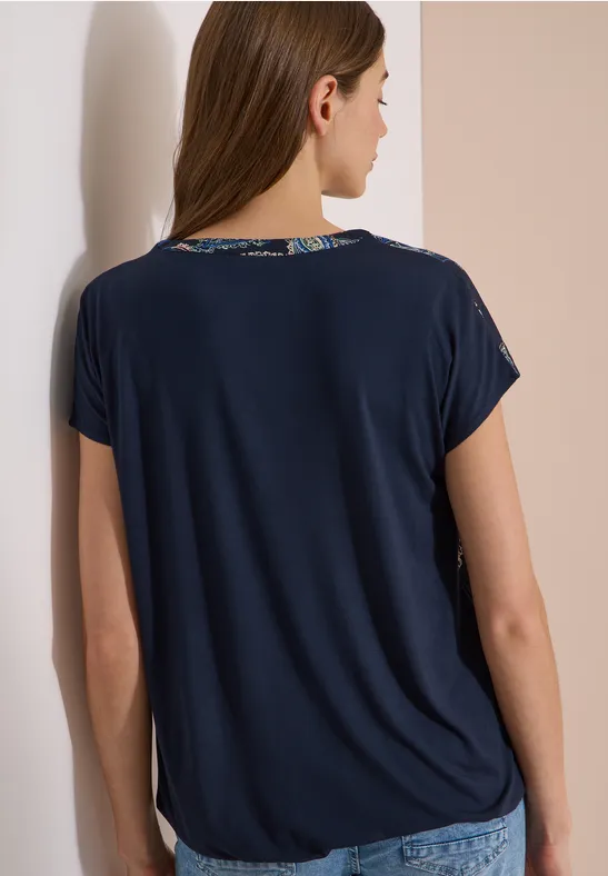 Blouse met split in de hals en een mix van texturen - Afbeelding 3