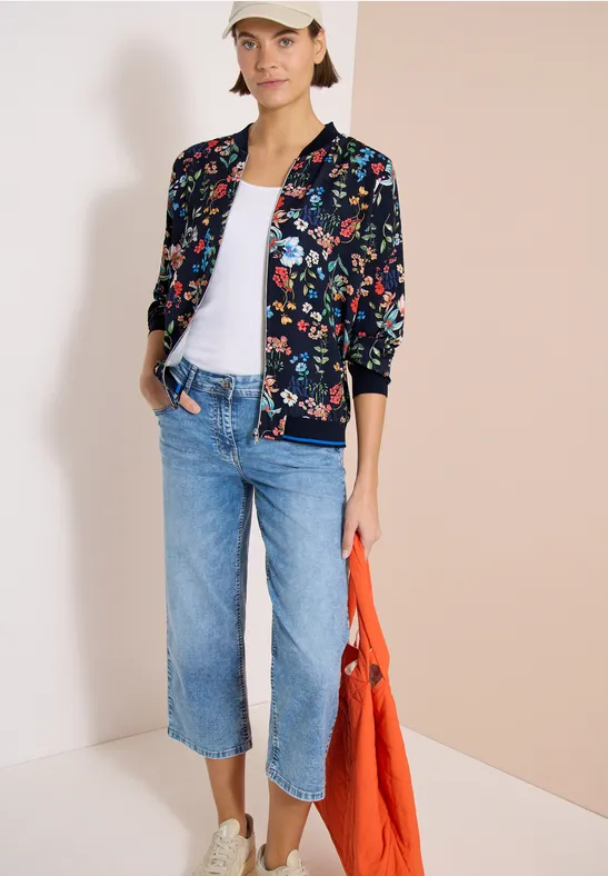 Blouson met bloemenmotief en ritssluiting
