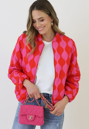 Boho Bomber Jacket Fuchsia Rood