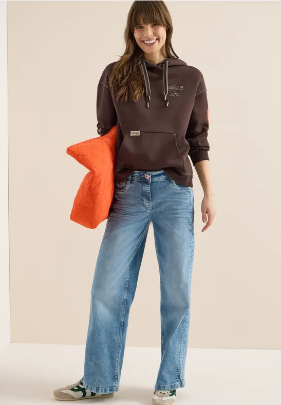 Hoodie met decoratieve stiksels