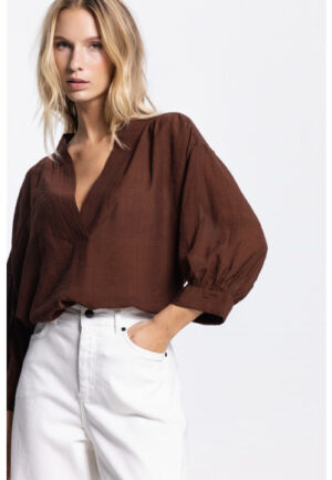 Jansen Amsterdam - Bruin | Dames | Top | Bruin | 38 | regular | Kamst mode