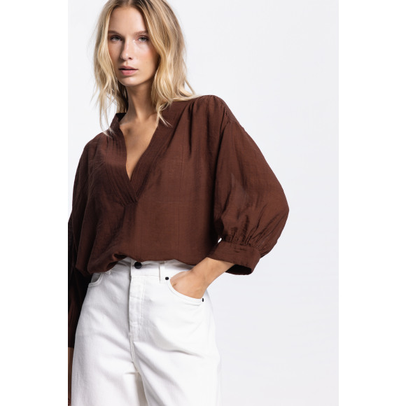 Jansen Amsterdam - Bruin | Dames | Top | Bruin | 38 | regular | Kamst mode
