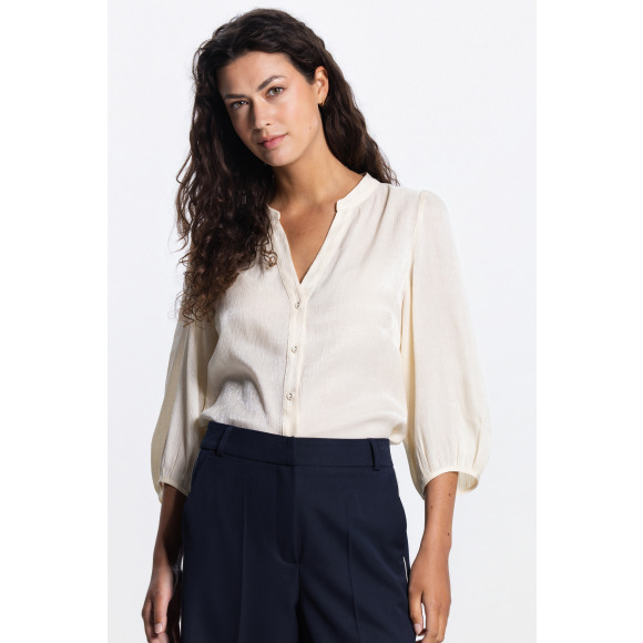 Jansen Amsterdam - Beige | Dames | Blouse | Beige | 40 | regular | Kamst mode