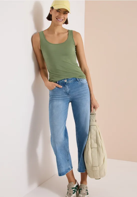 Jeans met High Waist en Wide Leg pijpen in Slim Fit