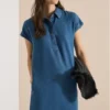 Knie-lange jurk in denim-look