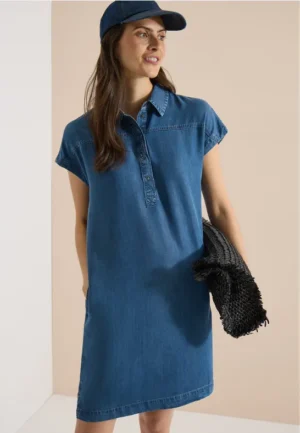 Knie-lange jurk in denim-look
