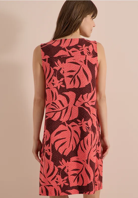 Knielange jersey jurk met V-hals en print - Afbeelding 3