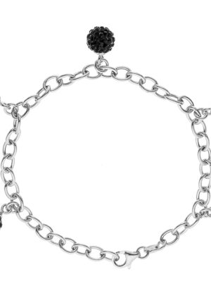 Armband 5 Crystal Crystal Breloques Black Silver 925