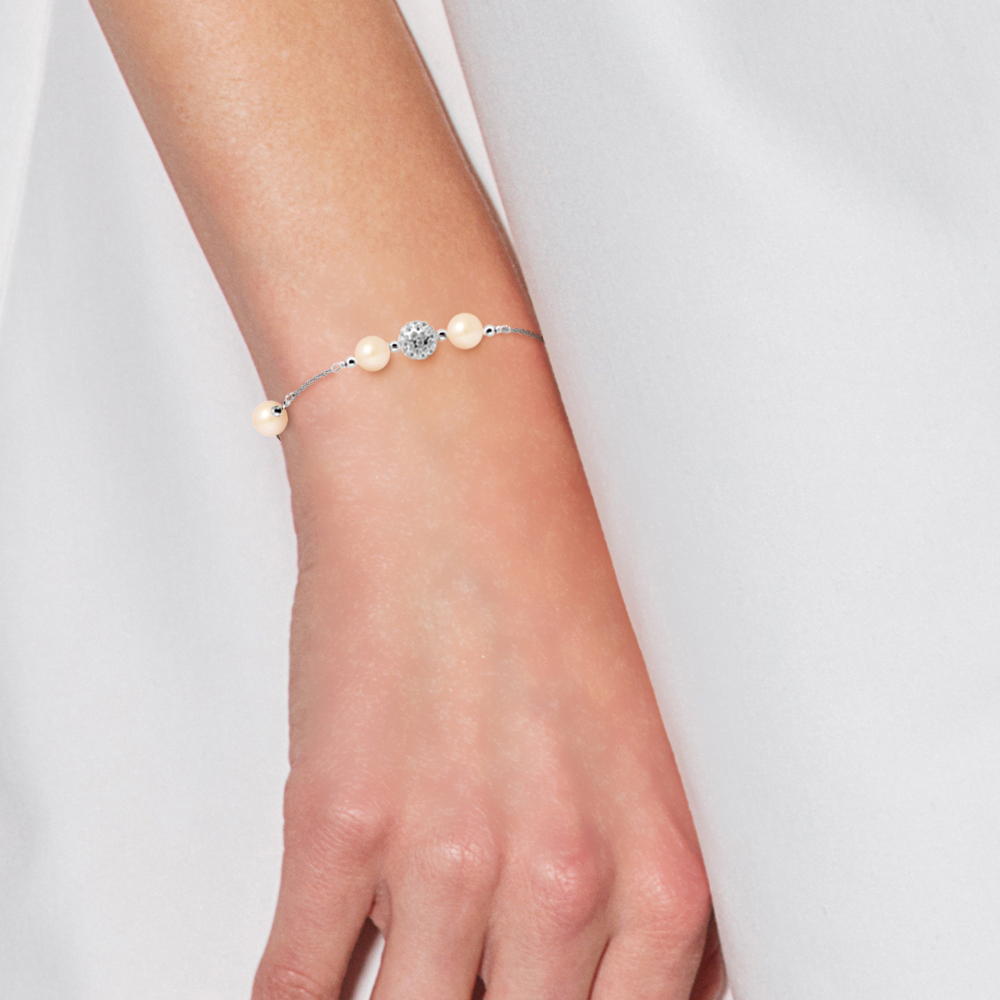 String Armband força en zoetwatercultuur kralen zilver 925 - Afbeelding 2