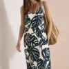 Maxi-jurk met V-hals en print