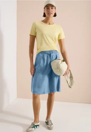 Midi-rok met denimlook zakken